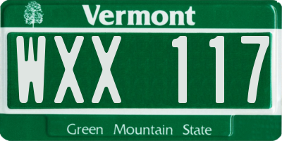 VT license plate WXX117