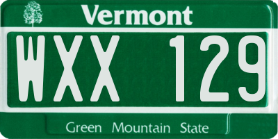 VT license plate WXX129