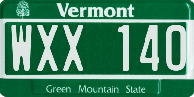 VT license plate WXX140