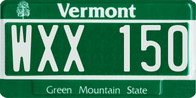 VT license plate WXX150