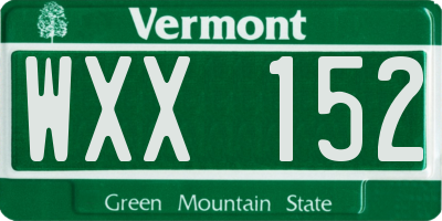 VT license plate WXX152