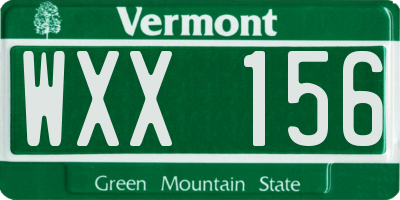 VT license plate WXX156