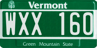 VT license plate WXX160