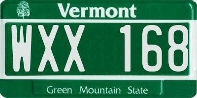 VT license plate WXX168