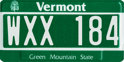 VT license plate WXX184