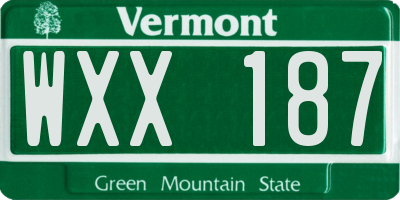 VT license plate WXX187