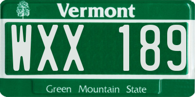 VT license plate WXX189