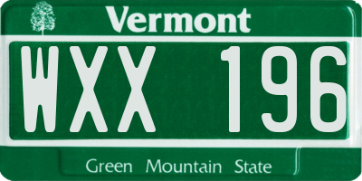 VT license plate WXX196