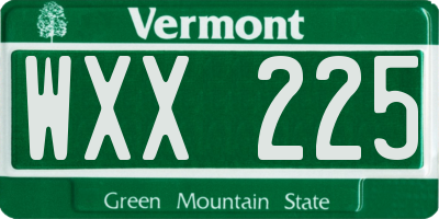 VT license plate WXX225