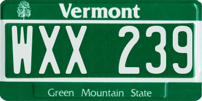 VT license plate WXX239