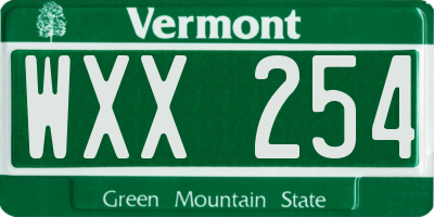 VT license plate WXX254