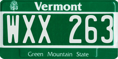 VT license plate WXX263