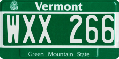 VT license plate WXX266