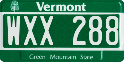VT license plate WXX288