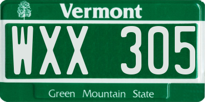 VT license plate WXX305