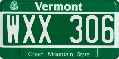 VT license plate WXX306