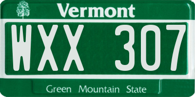 VT license plate WXX307