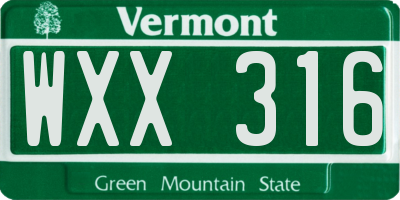 VT license plate WXX316