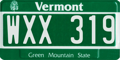 VT license plate WXX319