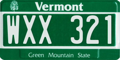VT license plate WXX321