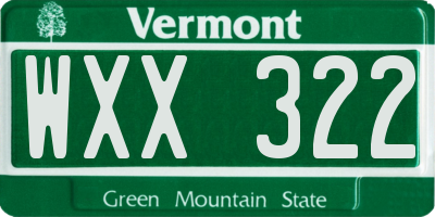 VT license plate WXX322