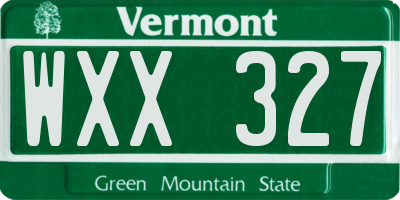 VT license plate WXX327
