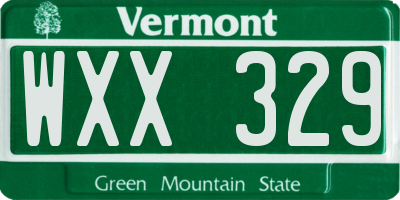 VT license plate WXX329