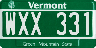 VT license plate WXX331
