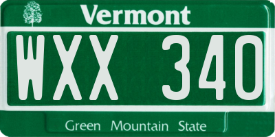 VT license plate WXX340
