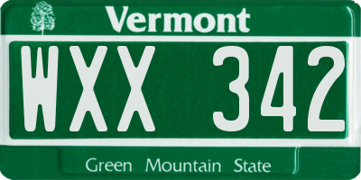 VT license plate WXX342