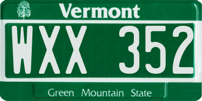VT license plate WXX352