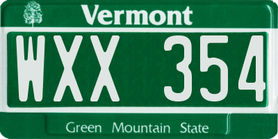 VT license plate WXX354