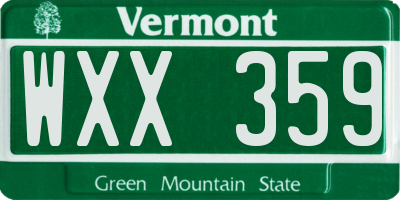 VT license plate WXX359