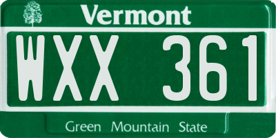 VT license plate WXX361