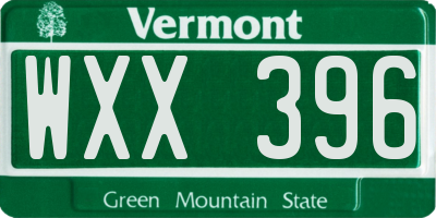 VT license plate WXX396