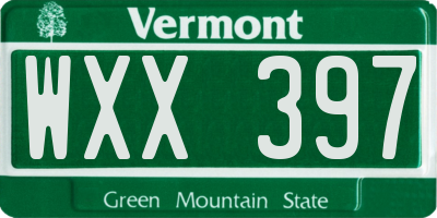 VT license plate WXX397