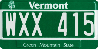 VT license plate WXX415