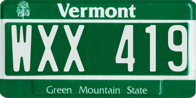VT license plate WXX419