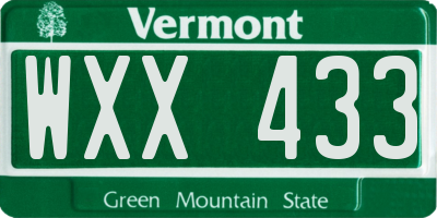VT license plate WXX433