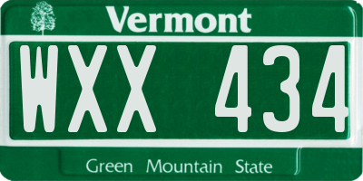 VT license plate WXX434