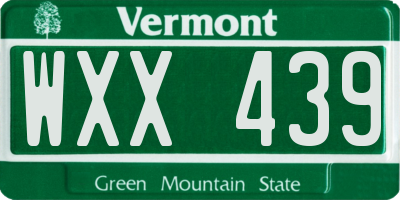 VT license plate WXX439