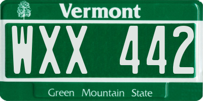 VT license plate WXX442