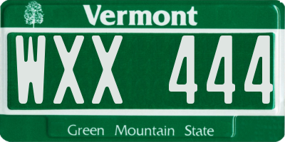 VT license plate WXX444