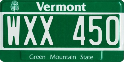 VT license plate WXX450