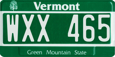 VT license plate WXX465