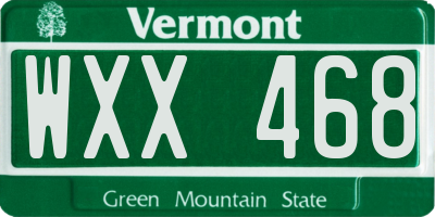 VT license plate WXX468