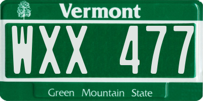 VT license plate WXX477
