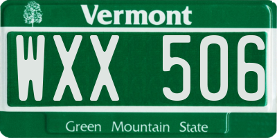VT license plate WXX506