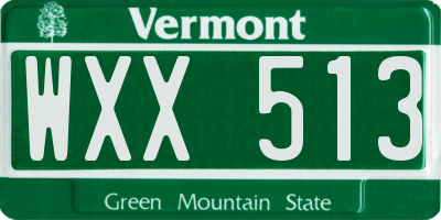 VT license plate WXX513