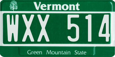 VT license plate WXX514